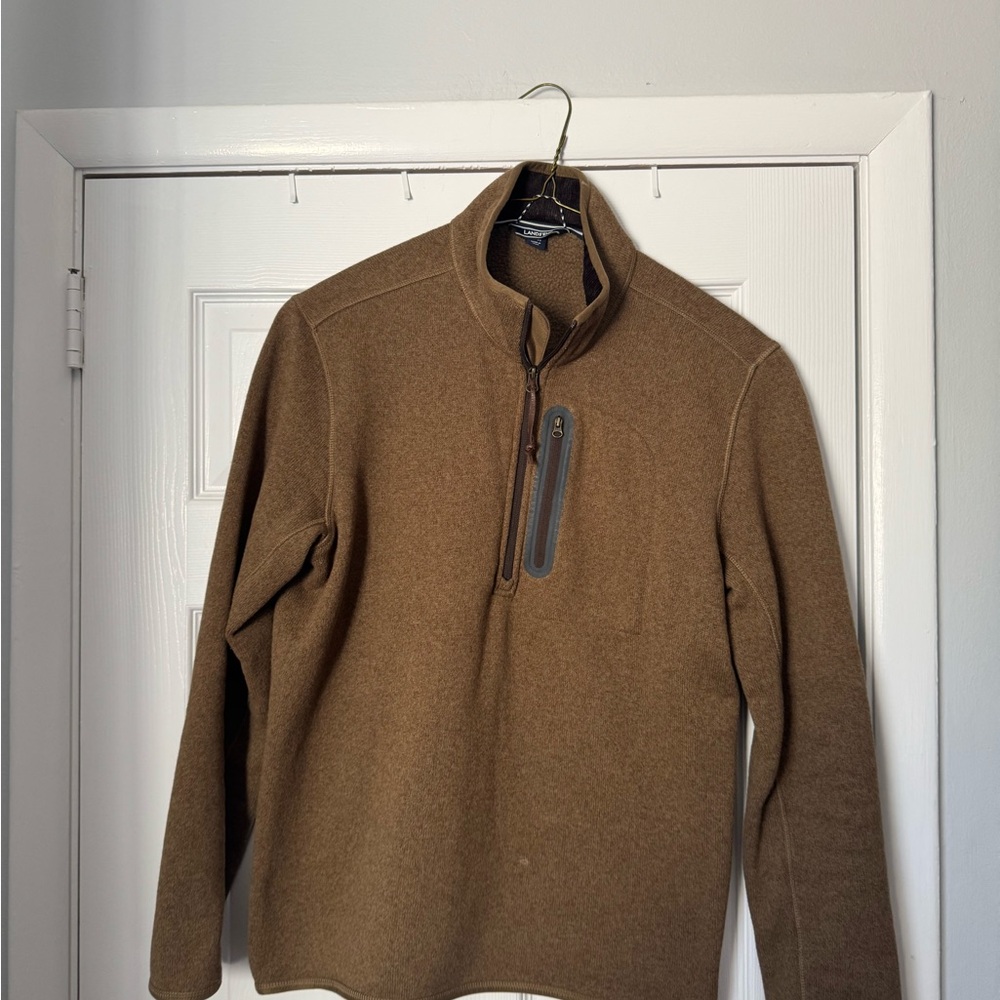 Lands End Men's Brown Quarter-Zip Sweater